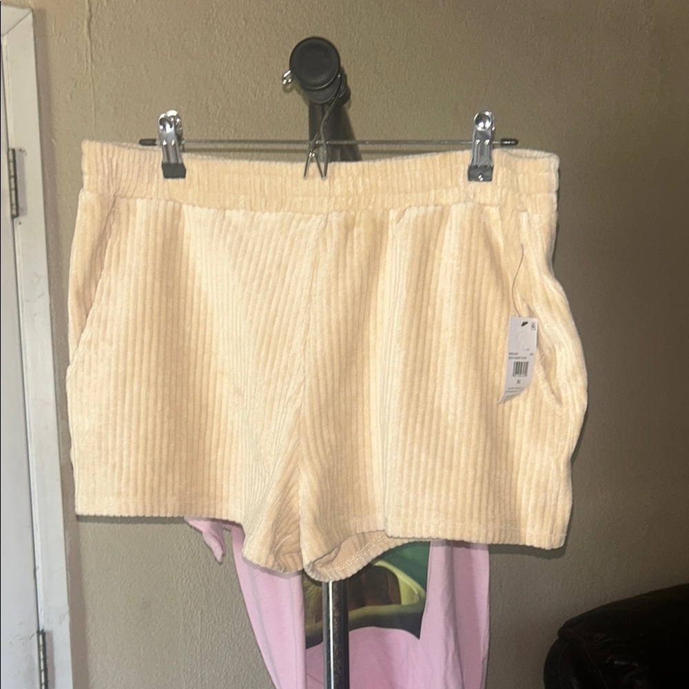 Volcom High Waist Cream Corduroy Shorts